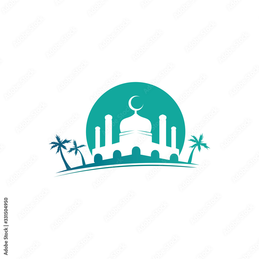 Mosque ramadhan and islamic design arabian logo