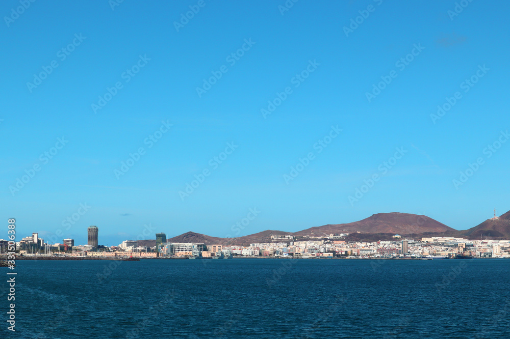 Las Palmas de Gran Canaria city skyline in a clear and beautiful day
