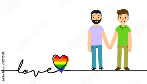  men holding hands. Gay pride