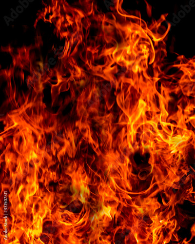 Fire flames on black background Kerala India