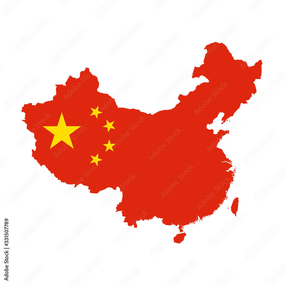 Vector illustration of China flag map. Vector map. Vector illustration of China flag map. Vector map.