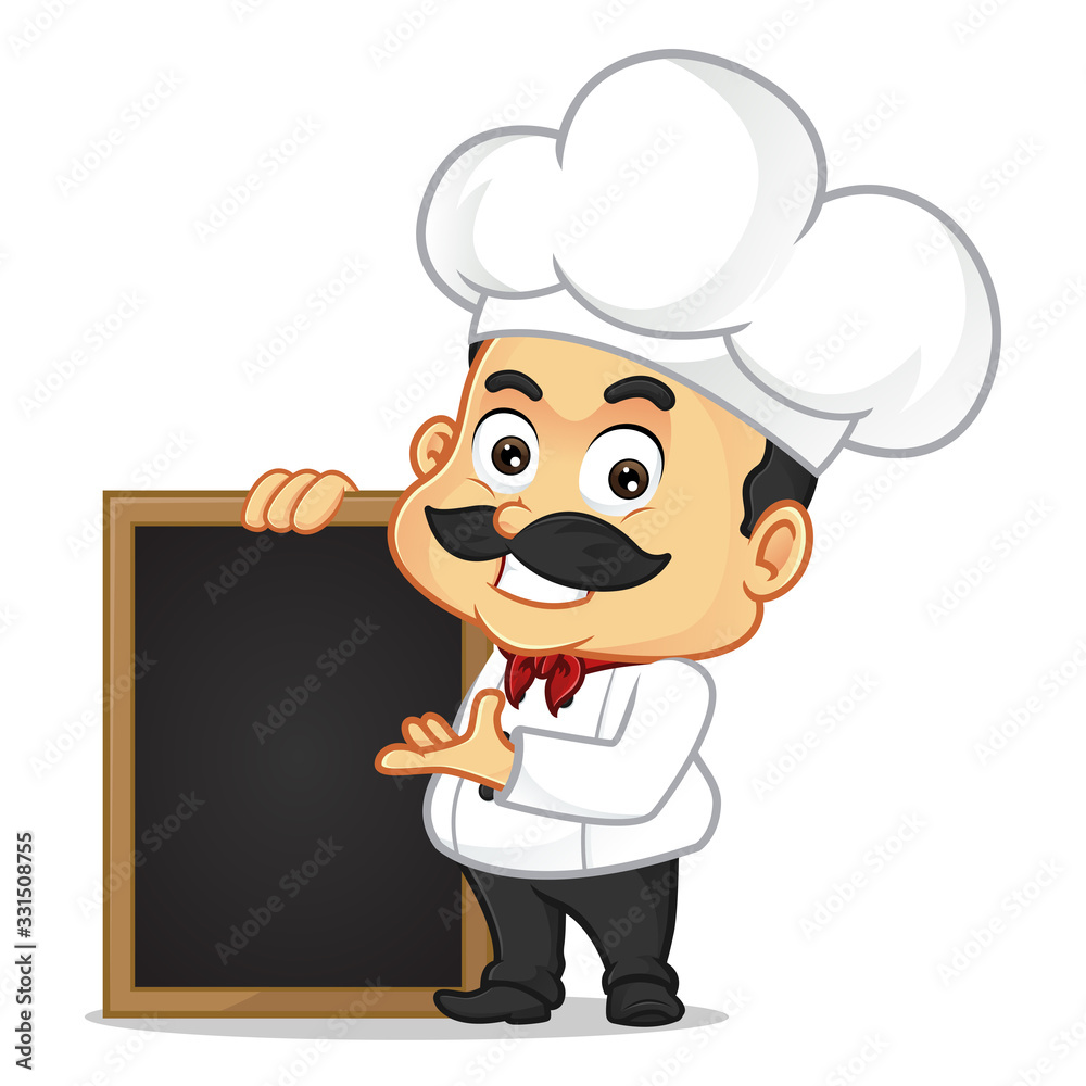 Chef cartoon with black board Chef cartoon with black board