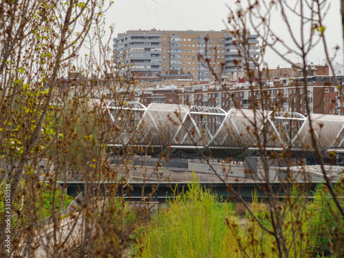 Images of sustainable urban park, Madrid Rio multidisciplinary space for pedestrians.Madrid Rio at the height of Antonio Lopez photo