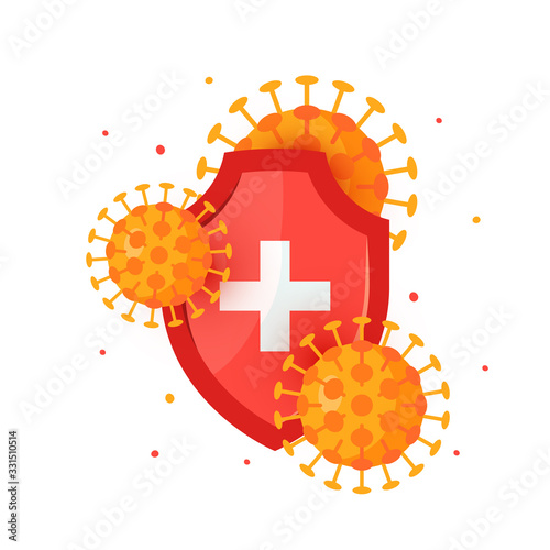 Immune system icon in cartoon style, vector
