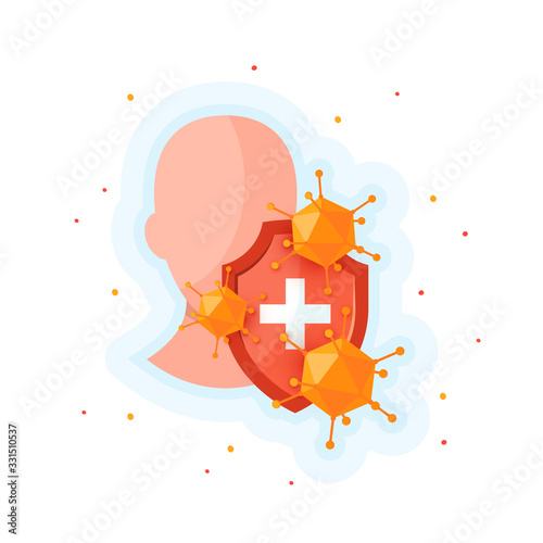 Immune system icon in cartoon style, vector