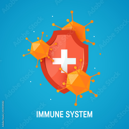 Immune system icon in cartoon style, vector