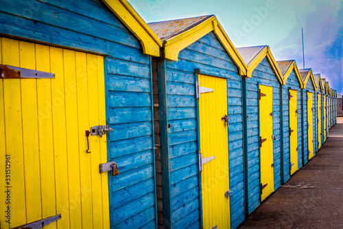 seaside beach huts in England