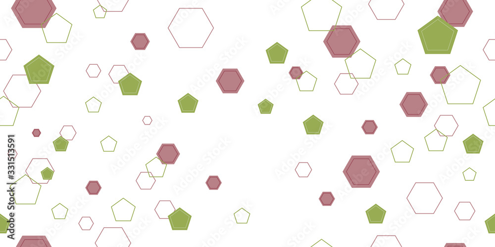 Seamless pattern from pentagons and hexagons. Vector illustration.