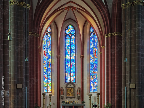 Stained glass windows by Marc Chagall in Church of St. Stephan in Mainz, Germany