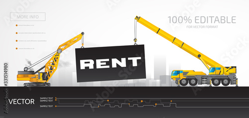 Heavy construction equipment, mobile cranes.