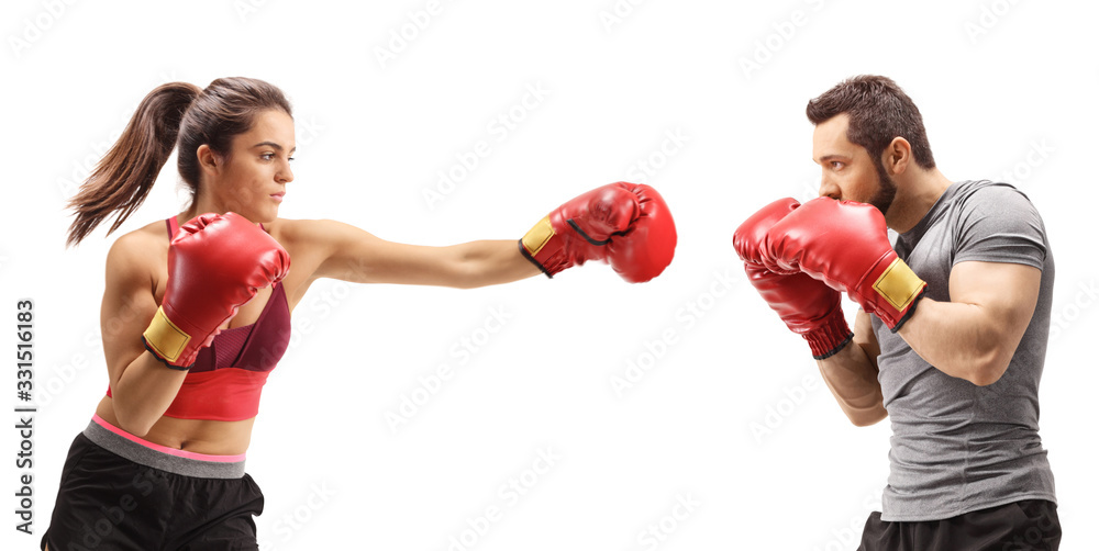 Man and woman boxing Man and woman boxing