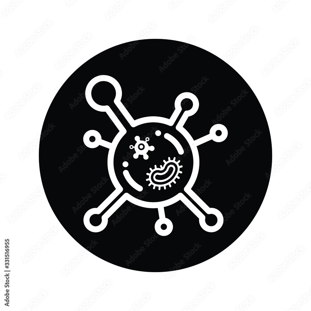 Virus icon, virus alert, threat, black coronavirus