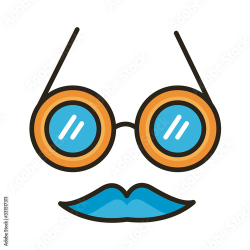 crazy glasses fools day line and fill style icon