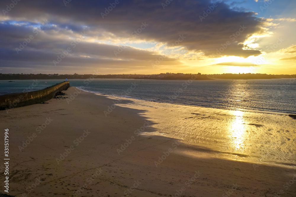 Saint-Malo natural seascape at sunset, brittany, France Saint-Malo natural seascape at sunset, brittany, France