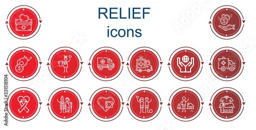 Editable 14 relief icons for web and mobile