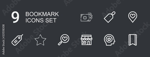Editable 9 bookmark icons for web and mobile