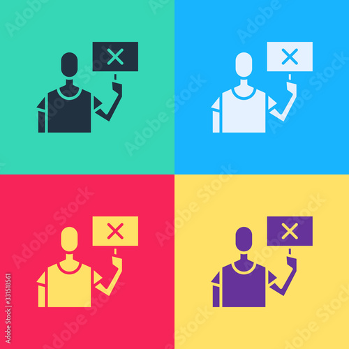 Pop art Nature saving protest icon isolated on color background. Earth planet protection, environmental issues demonstration. Vector Illustration