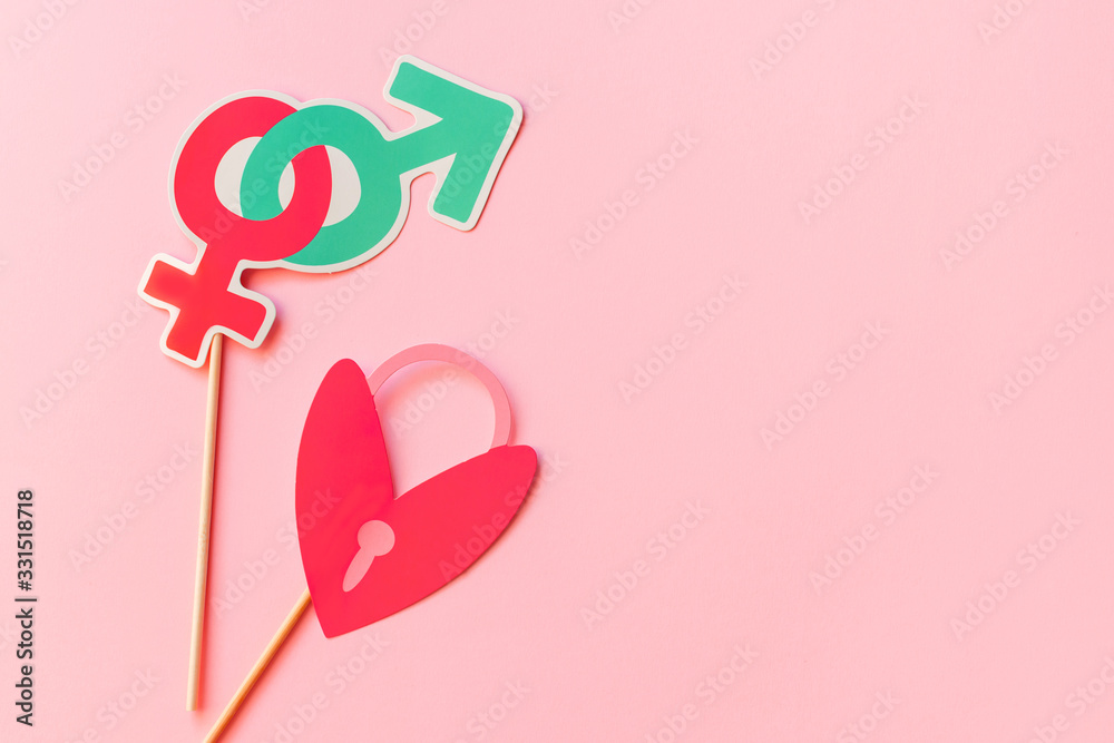 Photo booth props isolated on pink background. Top view. Photo booth props isolated on pink background. Top view.
