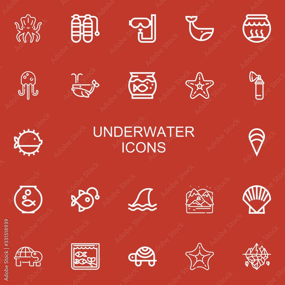 Fototapeta premium Editable 22 underwater icons for web and mobile