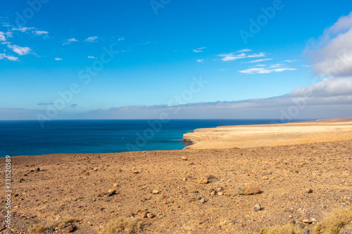 Fototapeta Naklejka Na Ścianę i Meble -  Fuerteventura, Spain Beautiful landscape on Coast of Atlantic Ocean in sunny day 