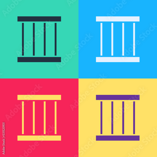 Pop art Prison window icon isolated on color background. Vector Illustration