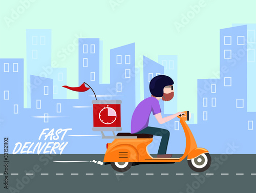 delivery man driving his scooter