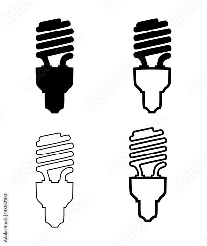 Spiral Light Bulb lamp Icons Vector Set Isolated on White Background