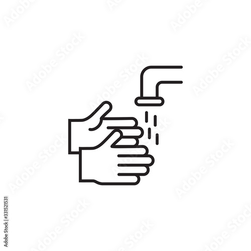 Hands washing flat vector icon isolated