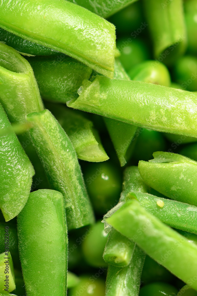fresh chopped green bean pods background macro photo fresh chopped green bean pods background macro photo