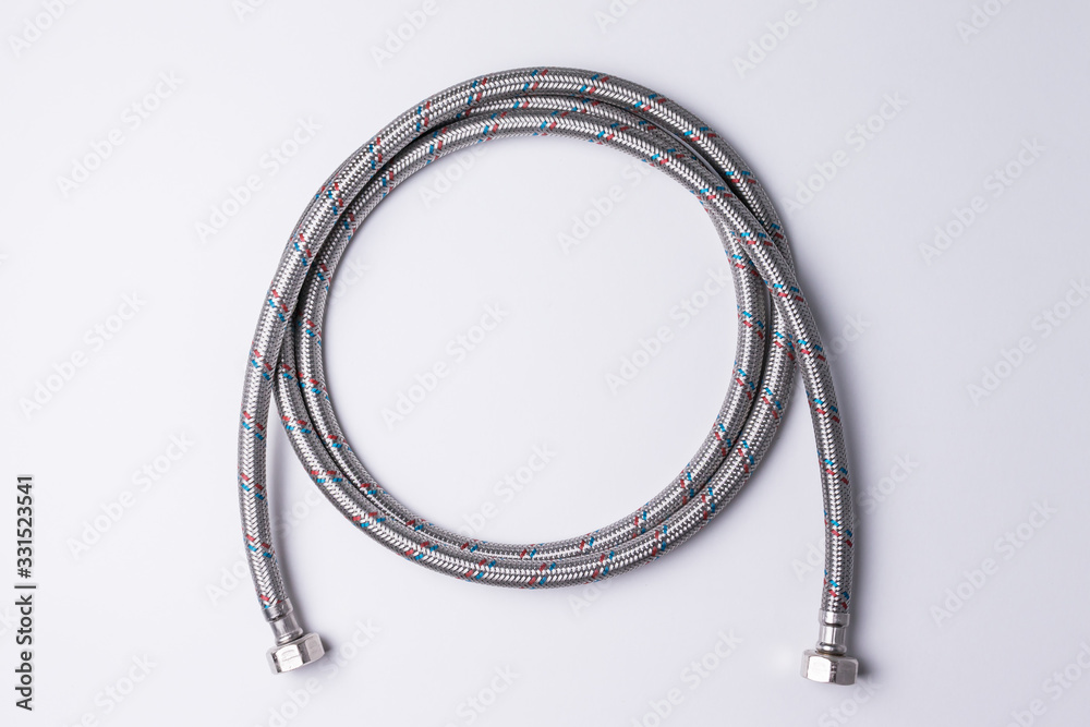 Flexible hose is reinforced with a metal braided. Water fittings for connecting hot or cold water. Flexible hose is reinforced with a metal braided. Water fittings for connecting hot or cold water.