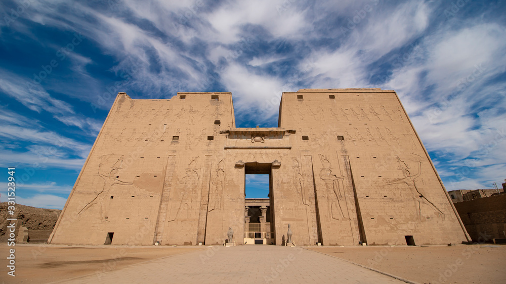 Edfu is the site of the Ptolemaic Temple of Horus and an ancient settlement. Egypt. Edfu also spelt Idfu, and known in antiquity as Behdet.