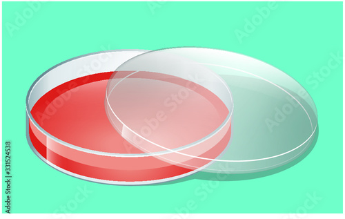 Petri dish with led in CMYK  color, objects-separated by laters.