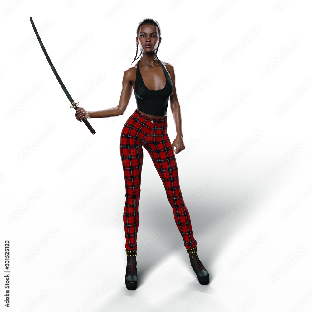 Black Woman with Katana Sword (Transparent with Shadows) Black Woman with Katana Sword (Transparent with Shadows)