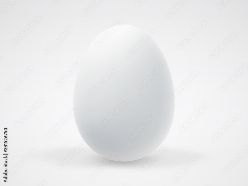 Single white realistic 3D egg with shadow on white background. Concept of ecological organic food and healthy natural eating. Vector illustration of chicken egg - symbol of Easter holiday celebration. Single white realistic 3D egg with shadow on white background. Concept of ecological organic food and healthy natural eating. Vector illustration of chicken egg - symbol of Easter holiday celebration.