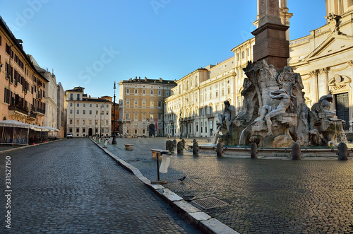 Piazza Navona : natural sunlight of dawn on empty  square in the early morning