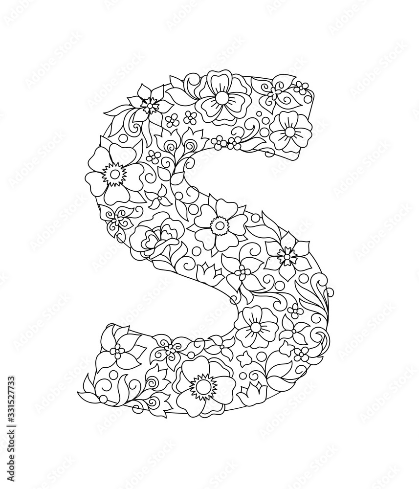 Capital letter S patterned with abstract flowers Capital letter S patterned with abstract flowers