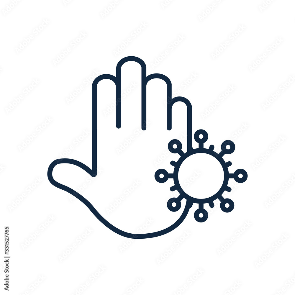 hand and virus symbol icon, line style hand and virus symbol icon, line style