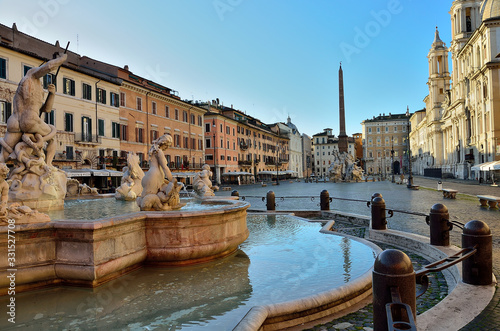 Piazza Navona empty in the early morning