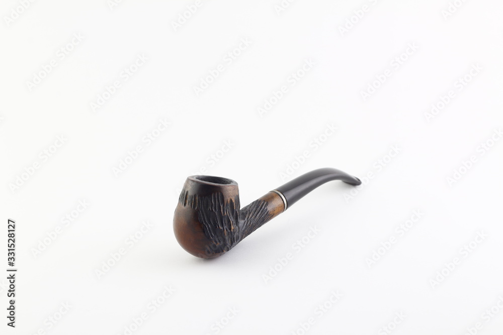 Smoking pipe wooden souvenir isolated white background