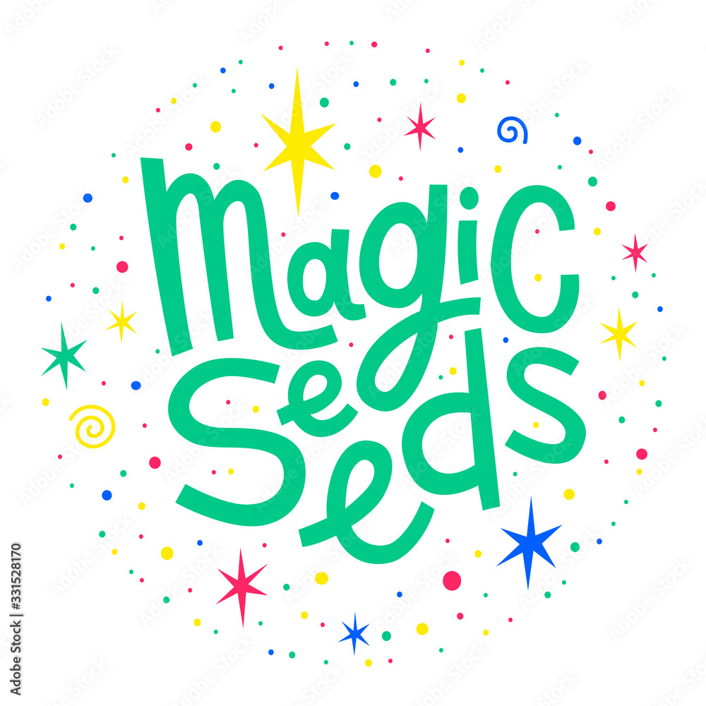 Marijuana quote Magic Seeds. Cannabis lettering. Weed illustration for poster sticker logo print t shirt. Marijuana quote Magic Seeds. Cannabis lettering. Weed illustration for poster sticker logo print t shirt.
