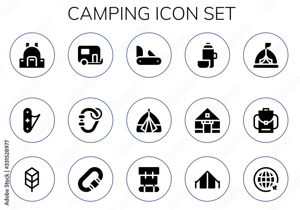 camping icon set