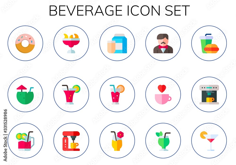Modern Simple Set of beverage Vector flat Icons