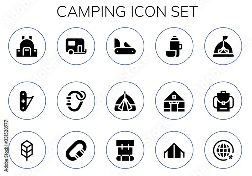 camping icon set