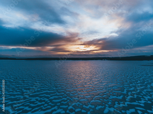Charming sunset near the lake photo