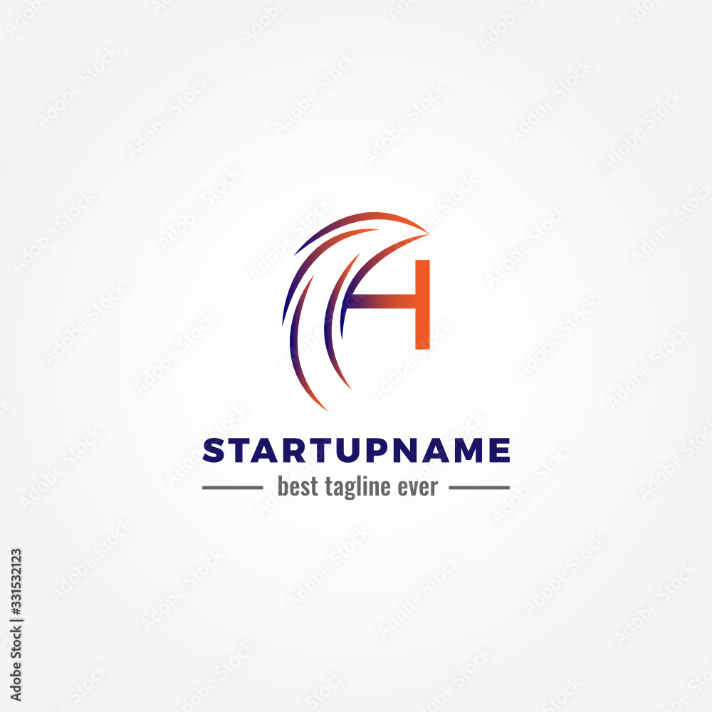 Modern arrow blended with initial letter H for start up business