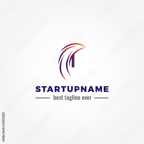 Modern arrow blended with initial letter I for start up business