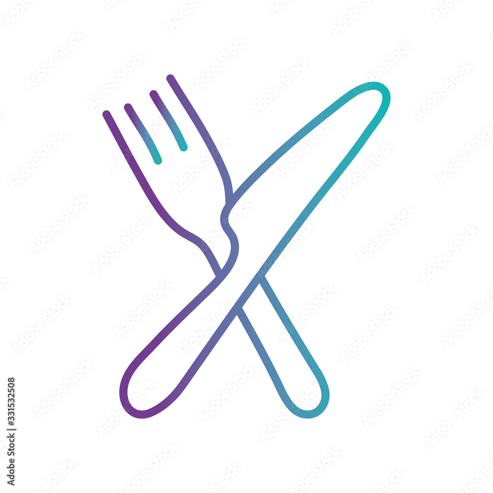 Knife and fork gradient style icon vector design Knife and fork gradient style icon vector design