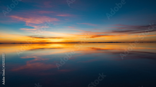 Sunrise Over Uyuni Salt Flats (Spanish: Salar de Uyuni ) in Bolivia, South America.