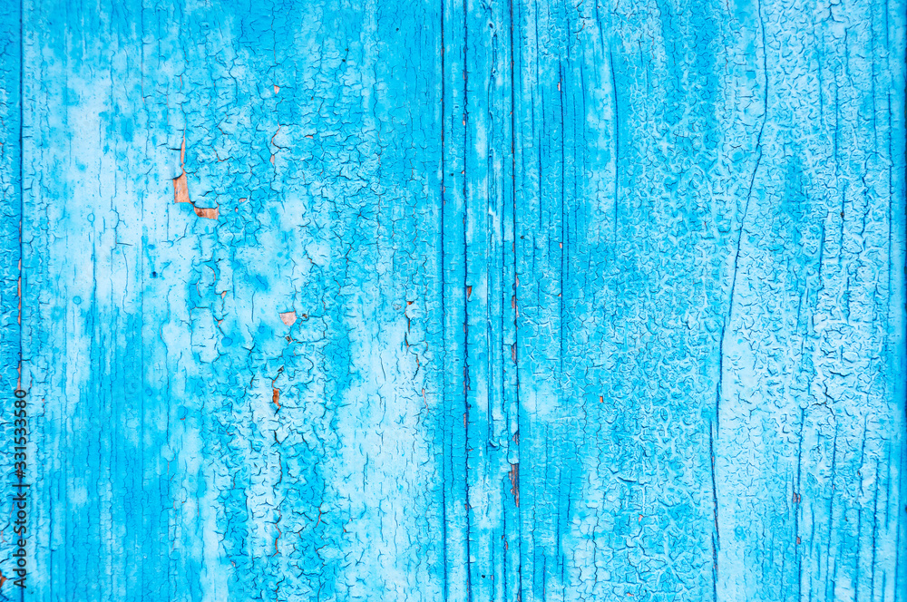 Вlue wooden background. Board with the texture of the old cracked paint
