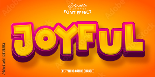 Joyful text, 3d editable font effect photo